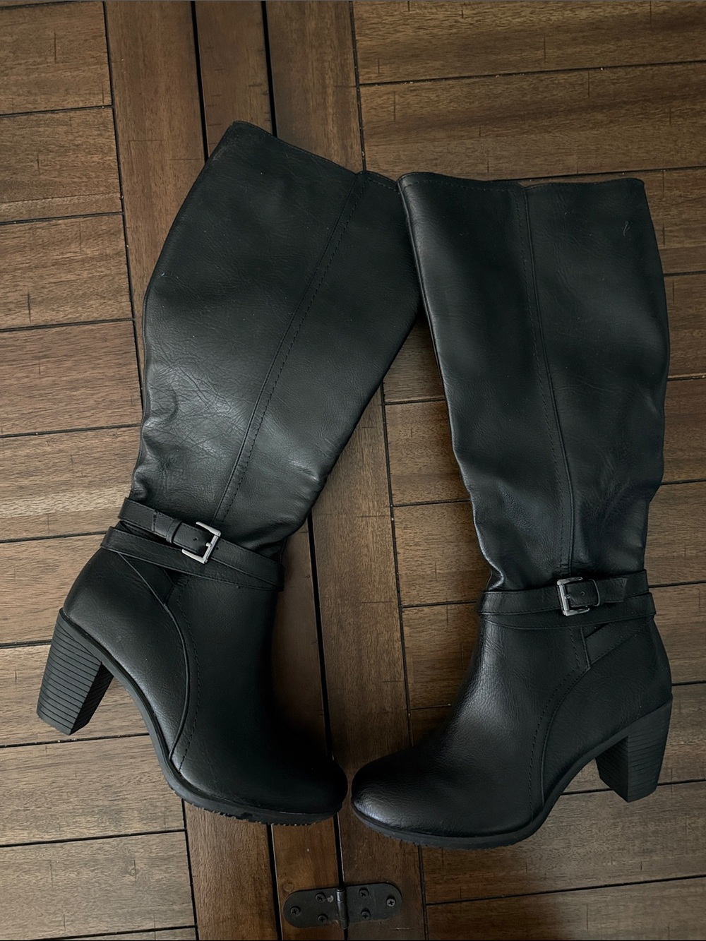 croft & barrow Black Mid-Calf Block Heel Riding Boots